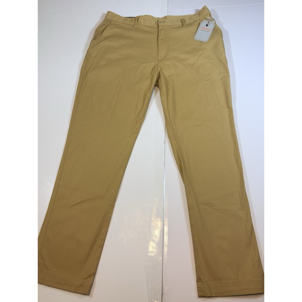 NWT Hallstatt Mens Pants 38x32 Khaki Tan Flat Front Stretch Cotton Chinos Yellow